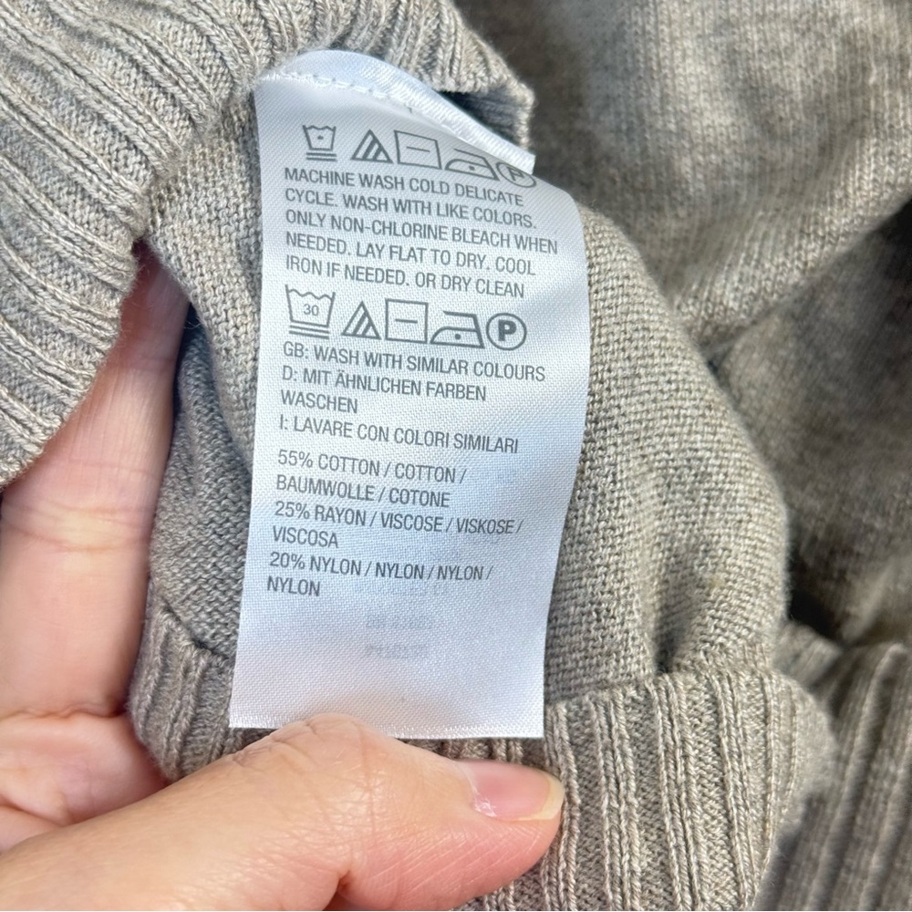 D & Co Women Cardigan Sweater VNeck Biege sz XL Stretch Ribbed Boho Indie Button - Picture 8 of 10